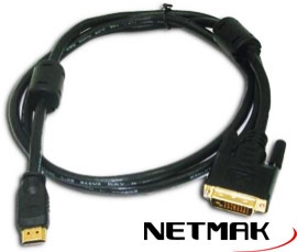 CABLE HDMI A DVI-D - M A M - 2MTS - BLISTER - BA?ADO EN ORO - FILTRO INDUCTIVO - NM-C02- NETMAK